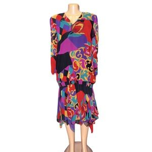 VINTAGE Siasia Colorful Dress size 14